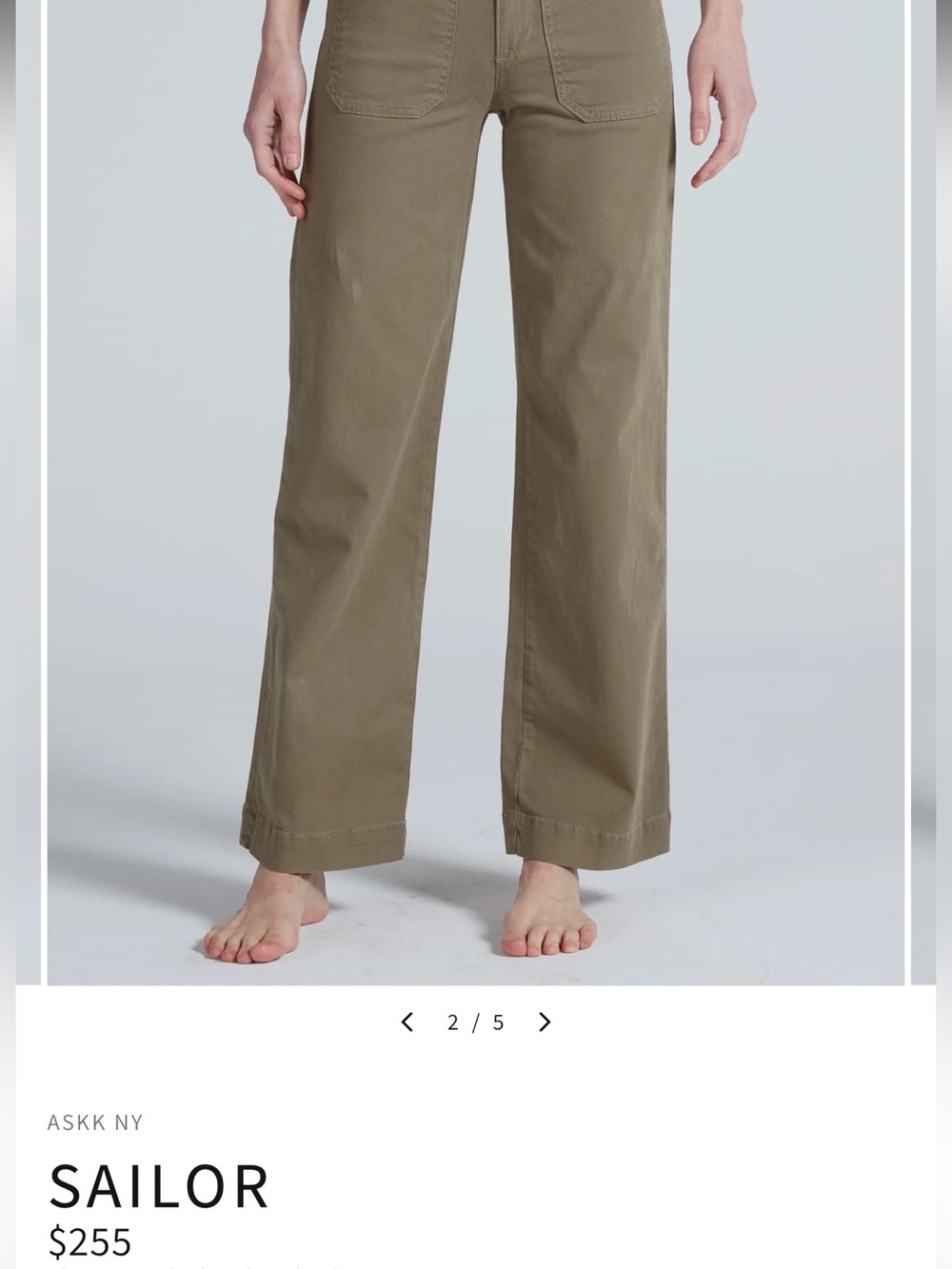 ASKK NY sailor high waisted pants in olive - Picture 10 of 10